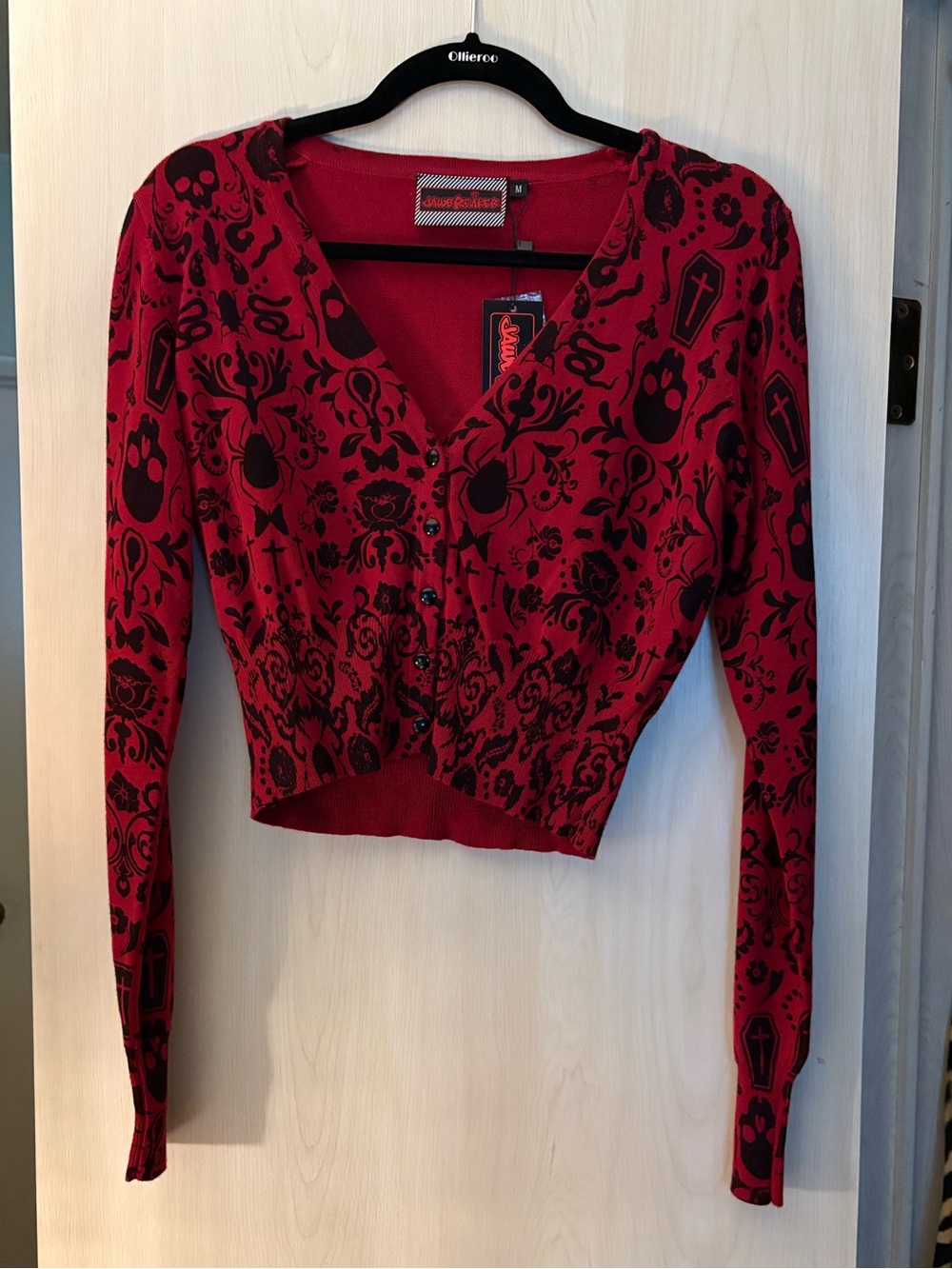 JawBreaker Red Spider, Skull, Snake Print Cropped Cardigan